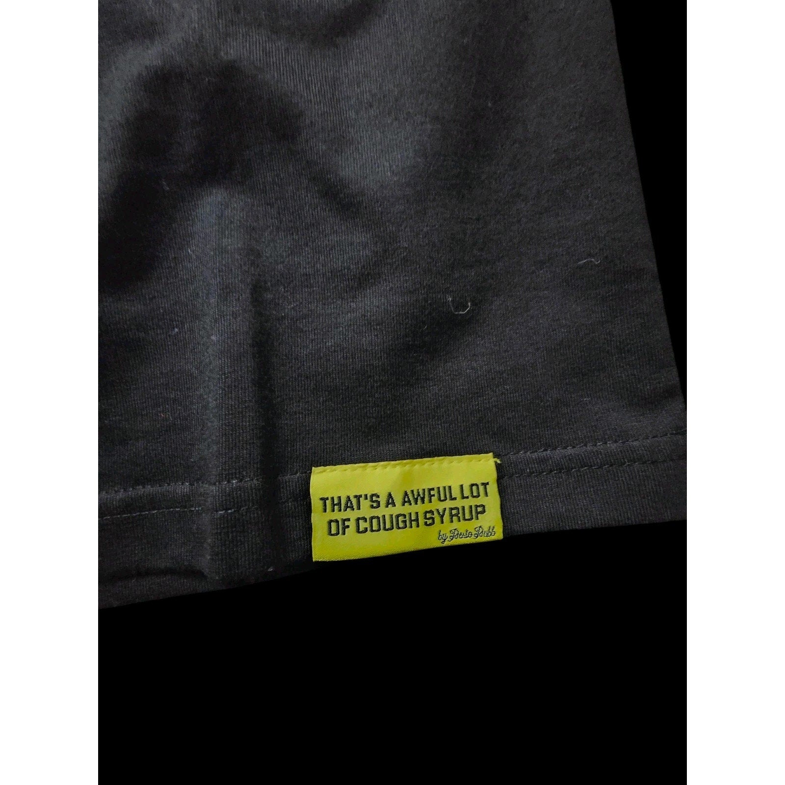 That's A Awful Lot Of Cough Syrup Graphic Cotton T-Shirt Black Crew Neck Men M