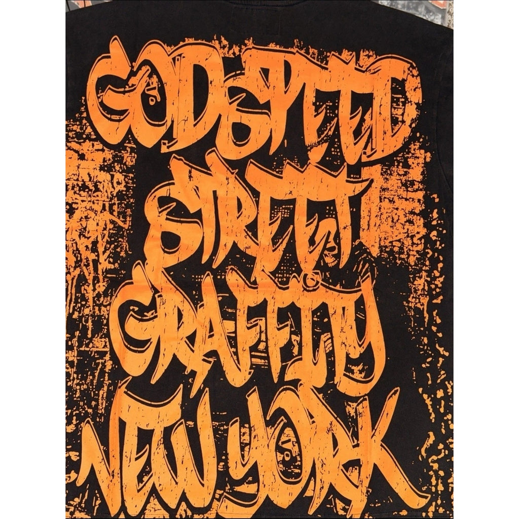 Godspeed Street Graffiti New York Skeleton Graphic T-Shirt Black Men Medium Sho…