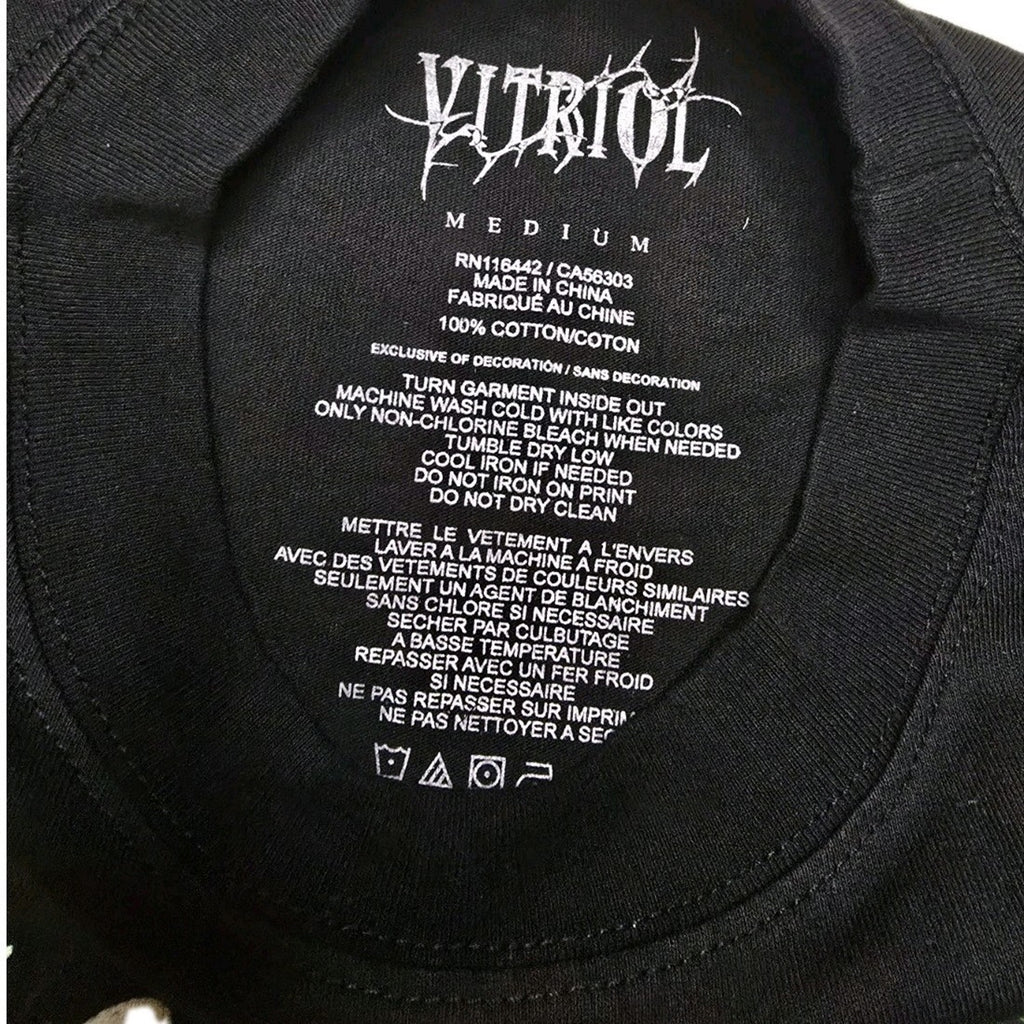 Vitriol Skull Butterfly Cross Graphic Cotton T-Shirt Black Crew Neck Men Medium