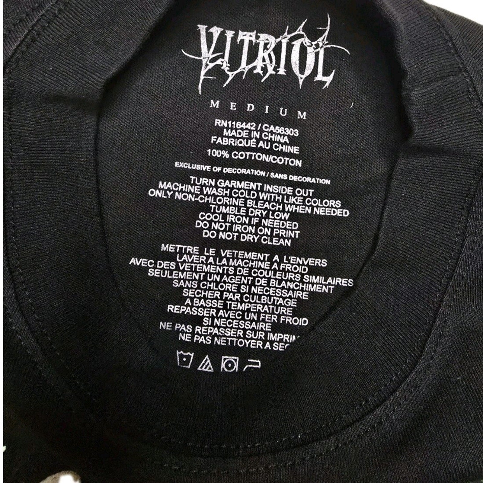 Vitriol Skull Butterfly Cross Graphic Cotton T-Shirt Black Crew Neck Men Medium