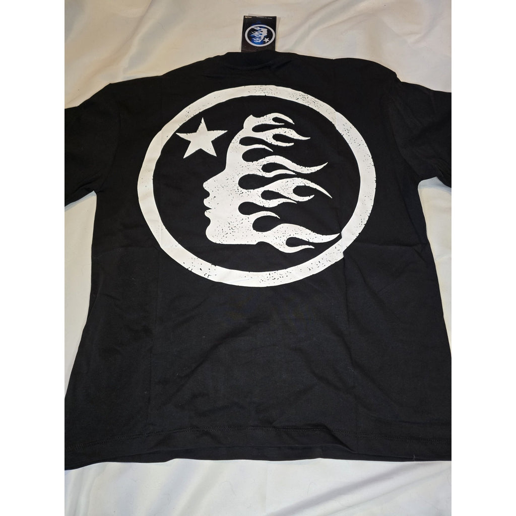 HELLSTAR Black Graphic Print Rhinestone Logo Men's Short Sleeve T-Shirt Size M
