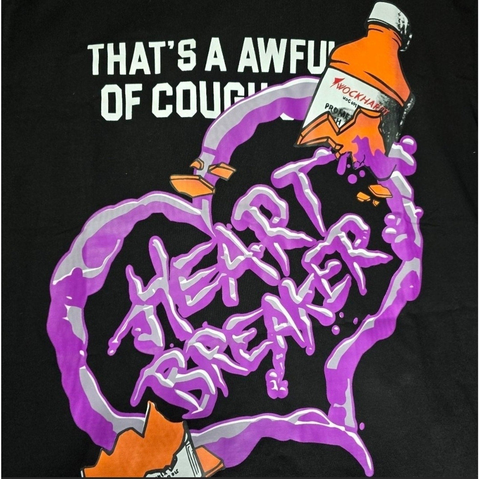 Desto Dubb That's a Awful Lot of Cough Syrup Heartbreaker Tee Black Men Med NWOT