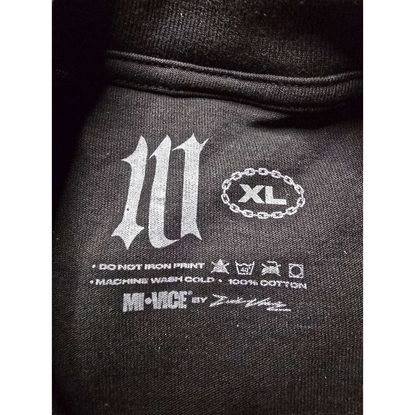 MI VICE by Evil Vice Angel Graphic Cotton T-Shirt Black Crew Neck Men XL