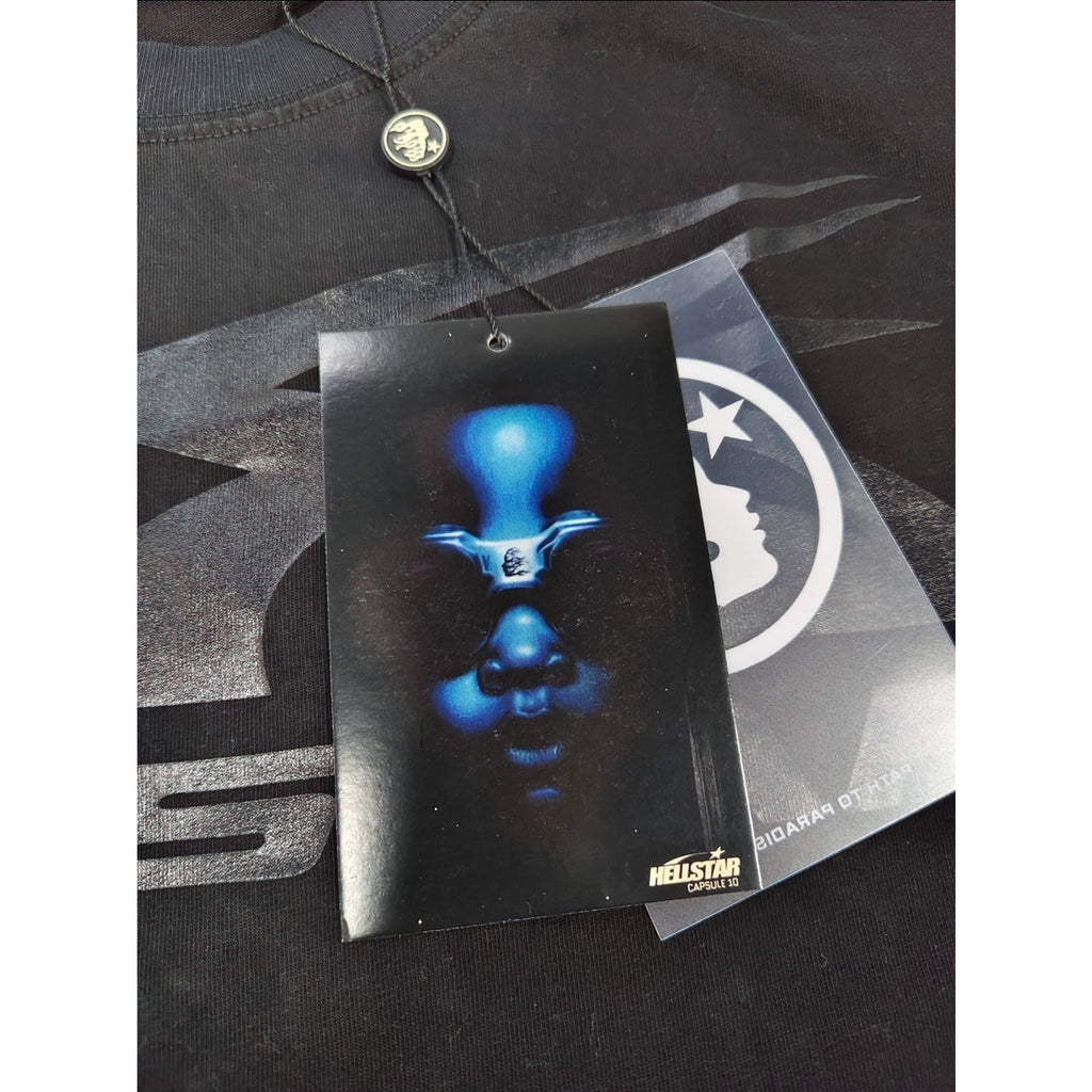Hellstar Flame Logo Black T-Shirt Size Large NWT Graphic Streetwear Tee