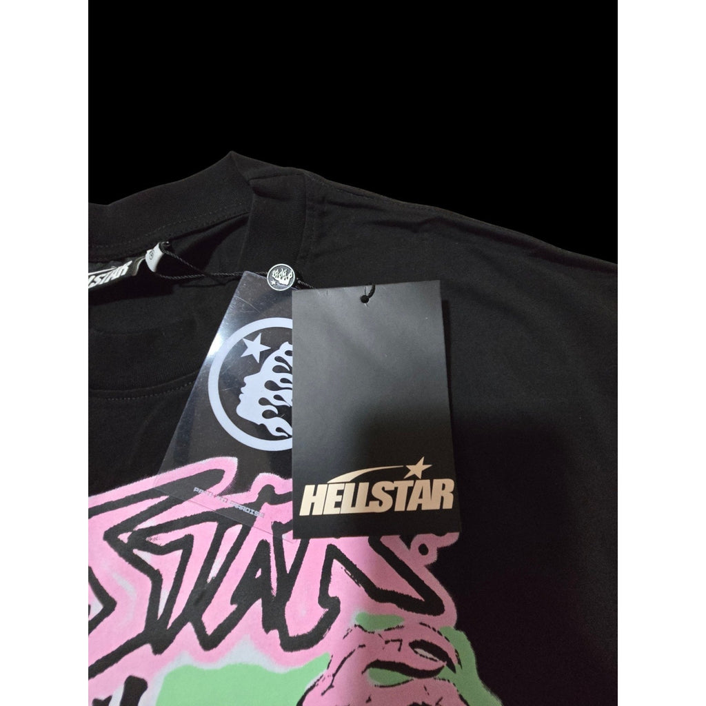 Hellstar No Guts No Glory Tee Black Pink Green Size M LA NFC NWT Streetwear