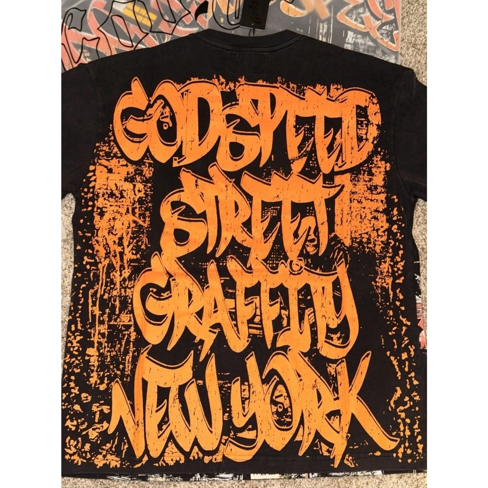 Godspeed Street Graffiti New York Skeleton Graphic T-Shirt Black Men Medium Sho…