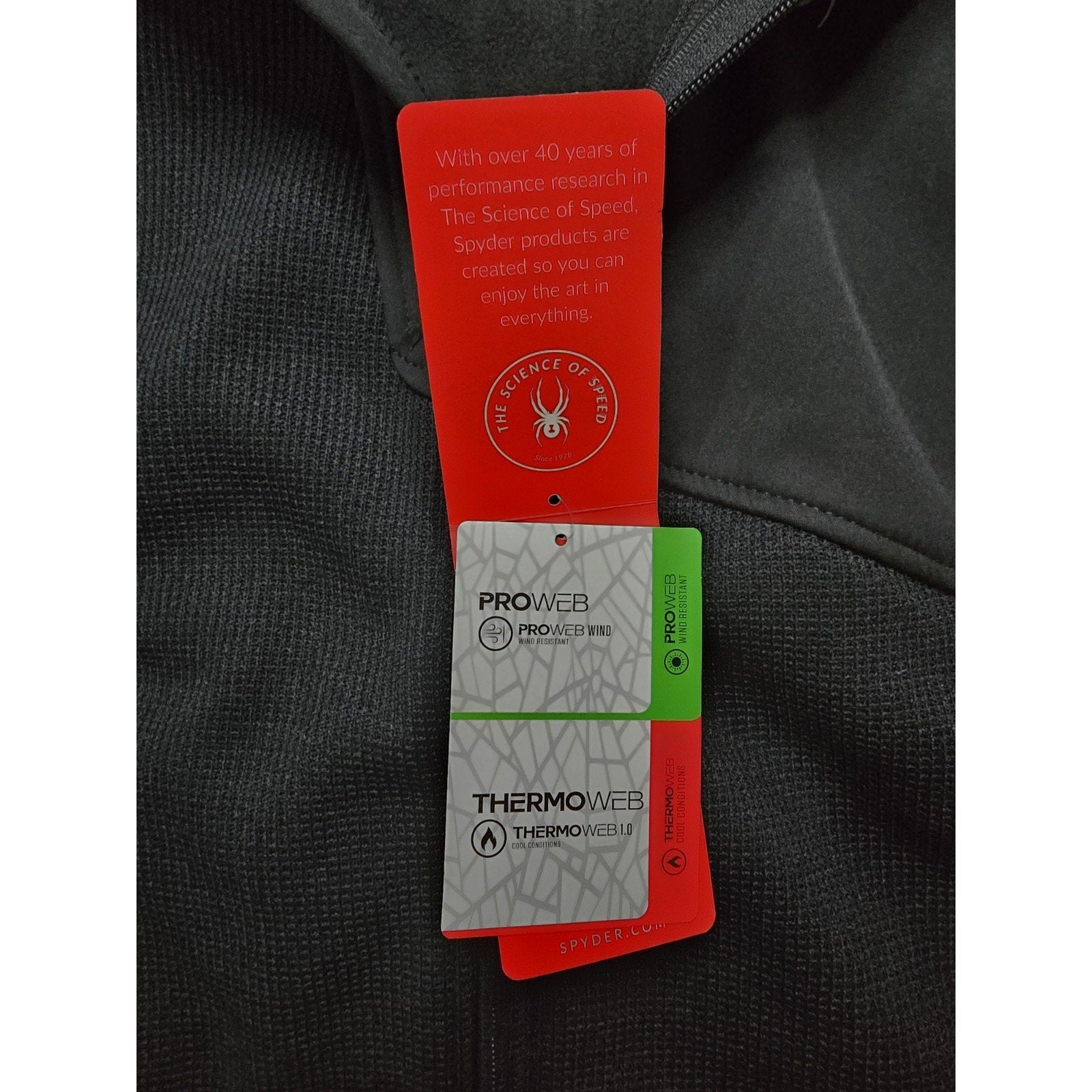 Spyder Men's Wind Resistant Black Hooded Jacket S/P/CH Full Zip