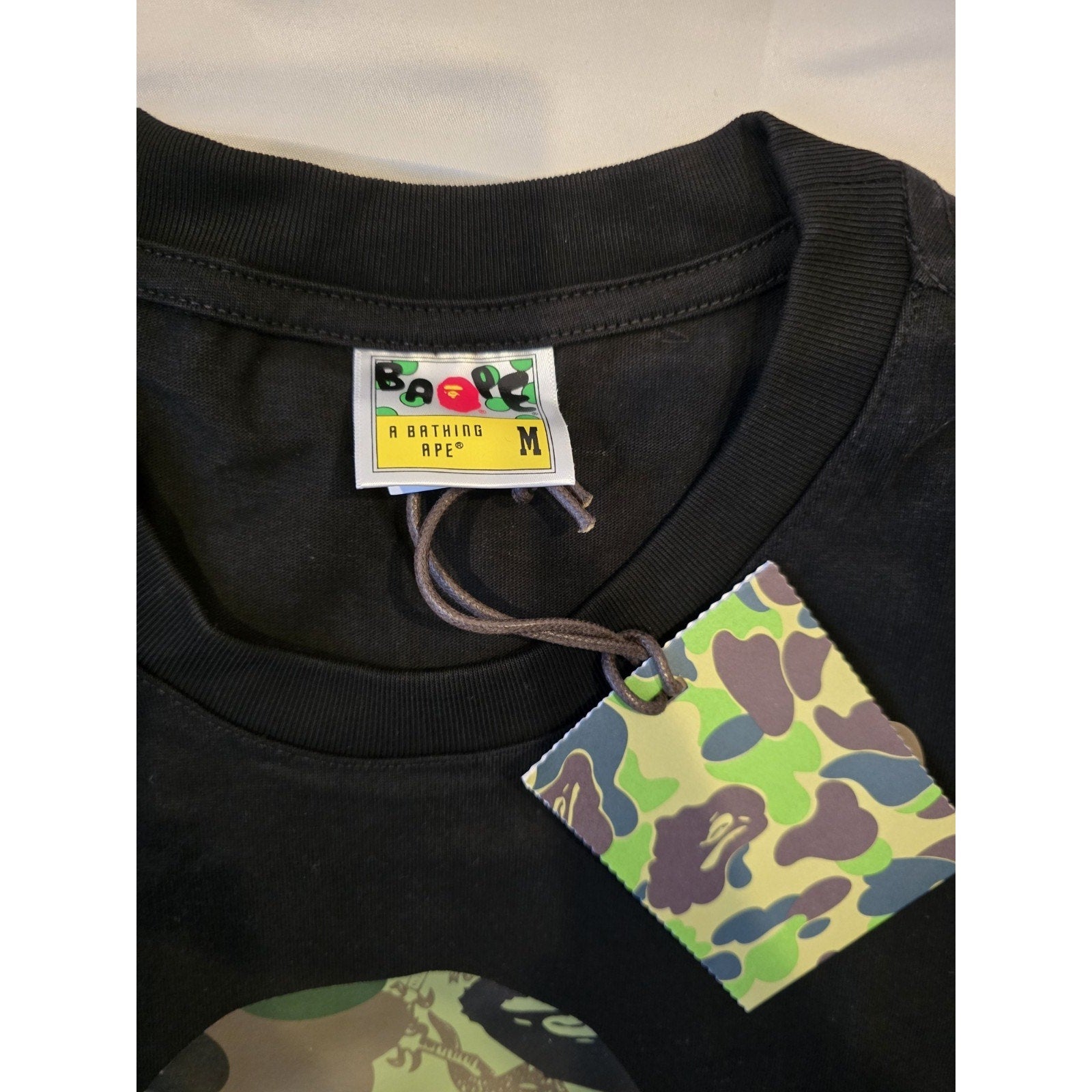 A Bathing Ape BAPE Style Camo Ape Head Graphic T Shirt Black Size Medium New