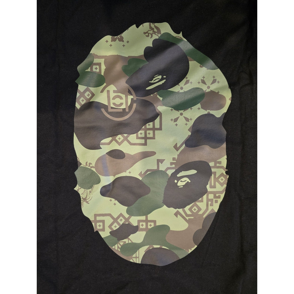 A Bathing Ape BAPE Style Camo Ape Head Graphic T Shirt Black Size Medium New