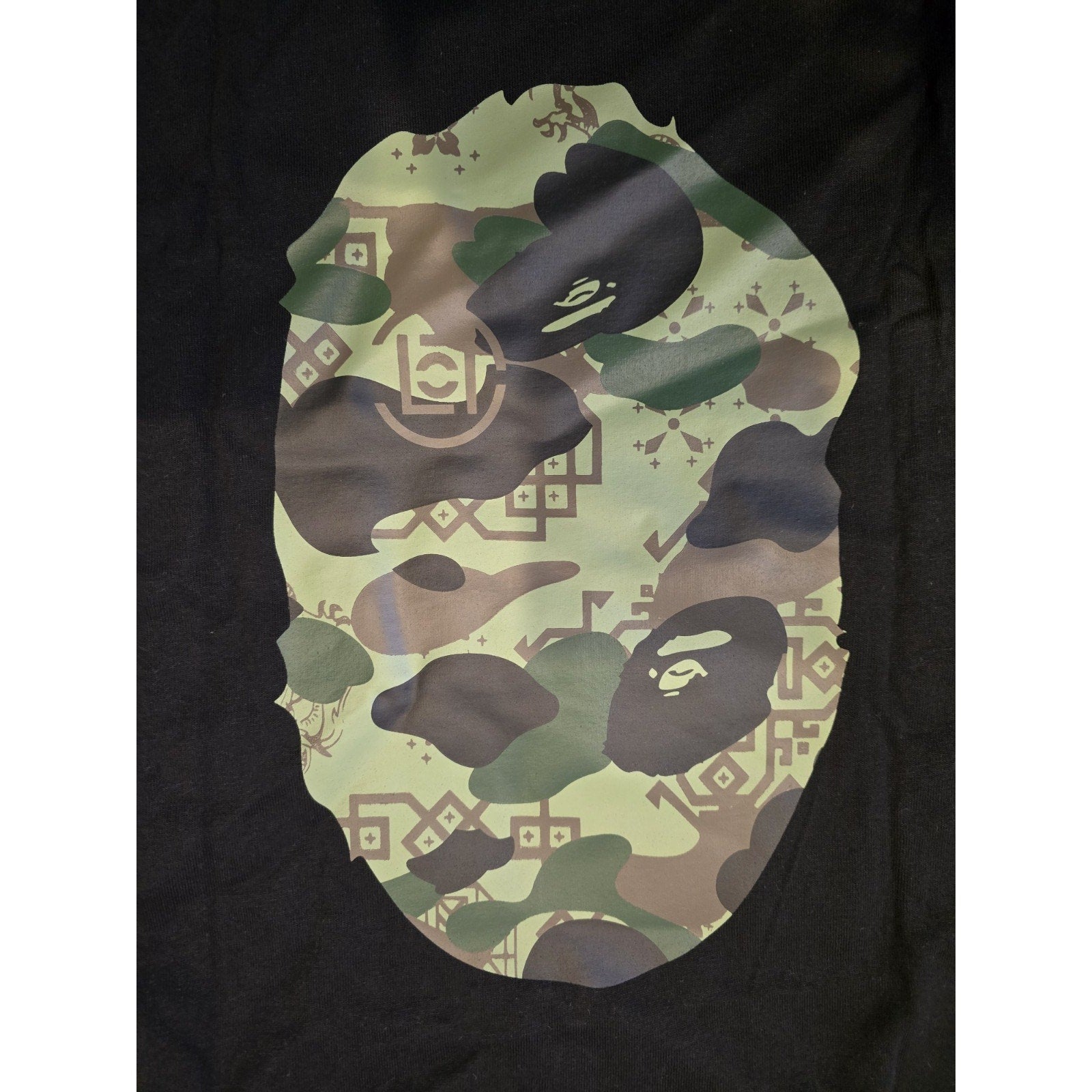 A Bathing Ape BAPE Style Camo Ape Head Graphic T Shirt Black Size Medium New