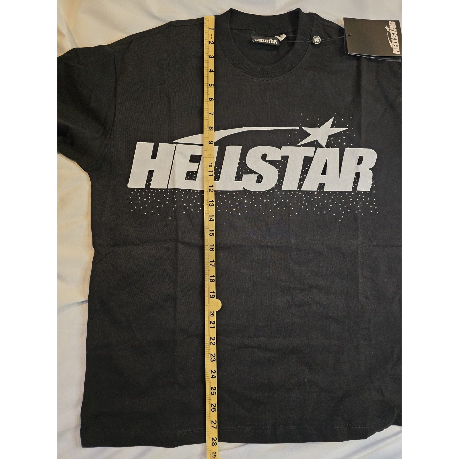 HELLSTAR Black Graphic Print Rhinestone Logo Men's Short Sleeve T-Shirt Size M