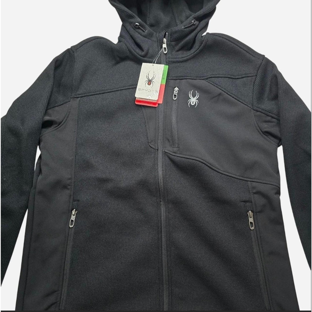 Spyder OMSP182 Black Full Zip Hooded Jacket Medium NWT $149 MSRP