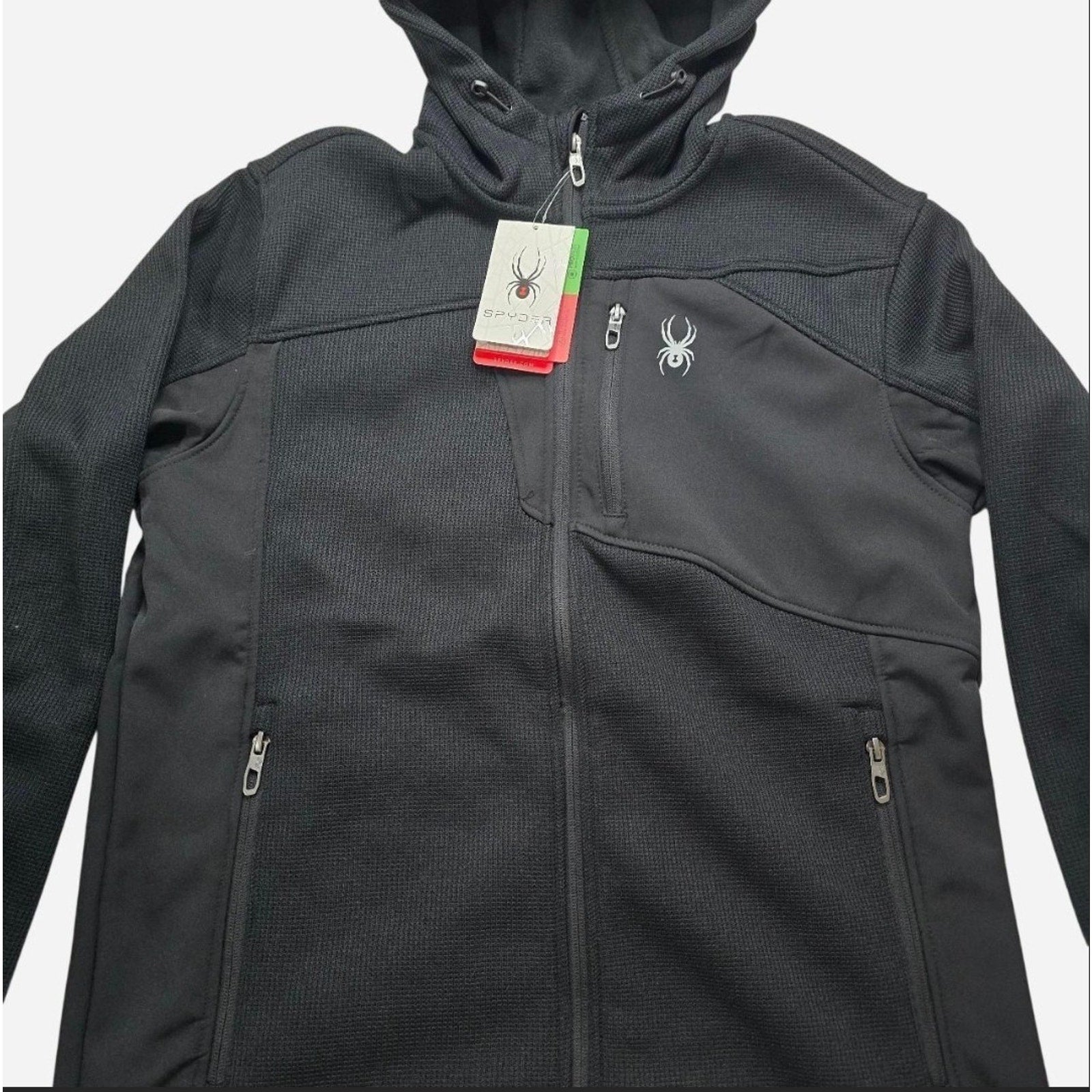 Spyder OMSP182 Black Full Zip Hooded Jacket Medium NWT $149 MSRP