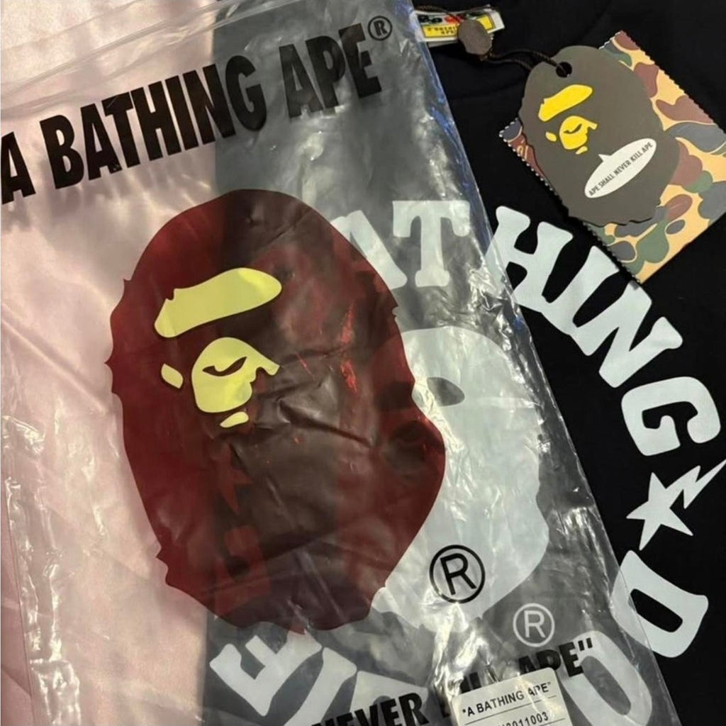 BAPE A Bathing Ape Bape Graphic Cotton T-Shirt Black Crew Neck Men L Short Sleeve