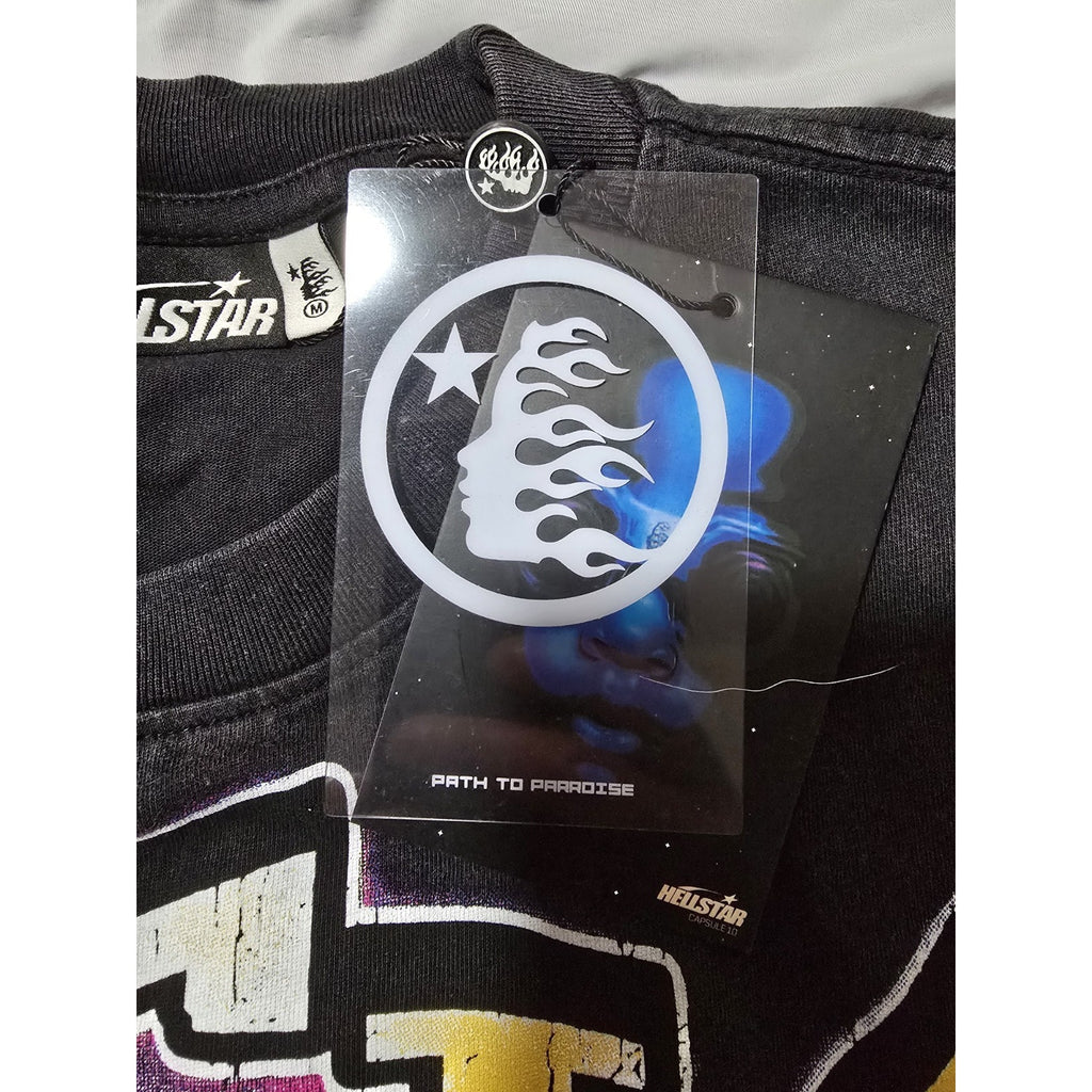 Hellstar No Guts No Glory Tee Black Pink Green Size M LA NFC NWT Streetwear