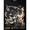 Lost In The Hills Shirt Mens Medium Black Skull Flames Biker Graphic Tee USA