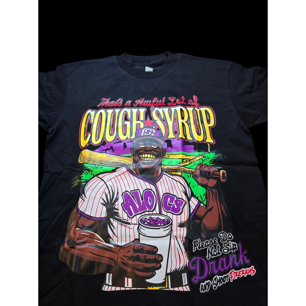 That's a Awful Lot of Cough Syrup Graphic Cotton T-Shirt Black Men Medium NWOT