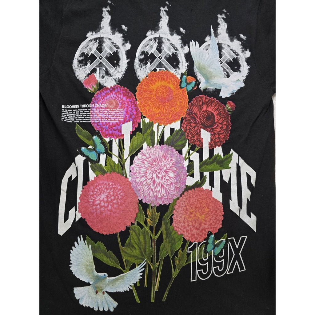 Civil Regime 199X Blooming Through Chaos Tee Black Small NWT Graphic Shirt