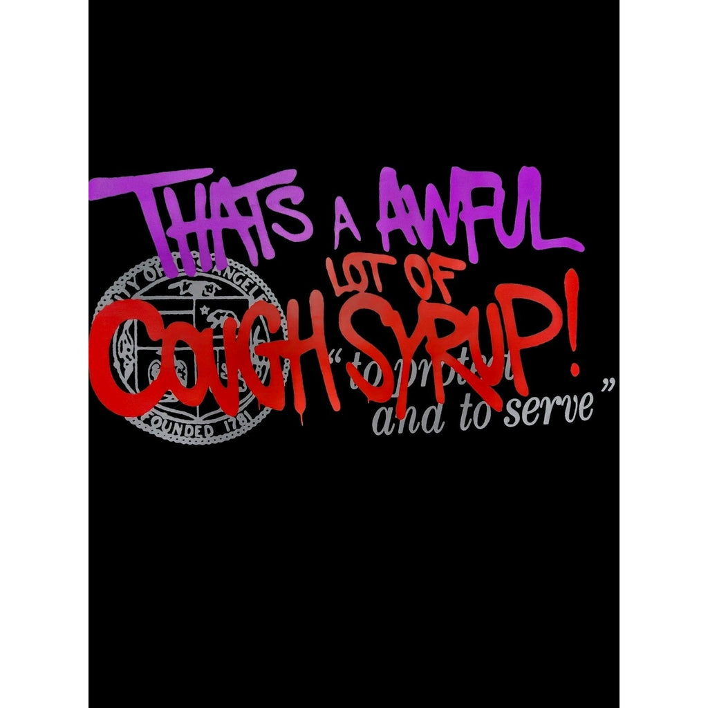 That's A Awful Lot Of Cough Syrup Graphic Cotton T-Shirt Black Crew Neck Men M