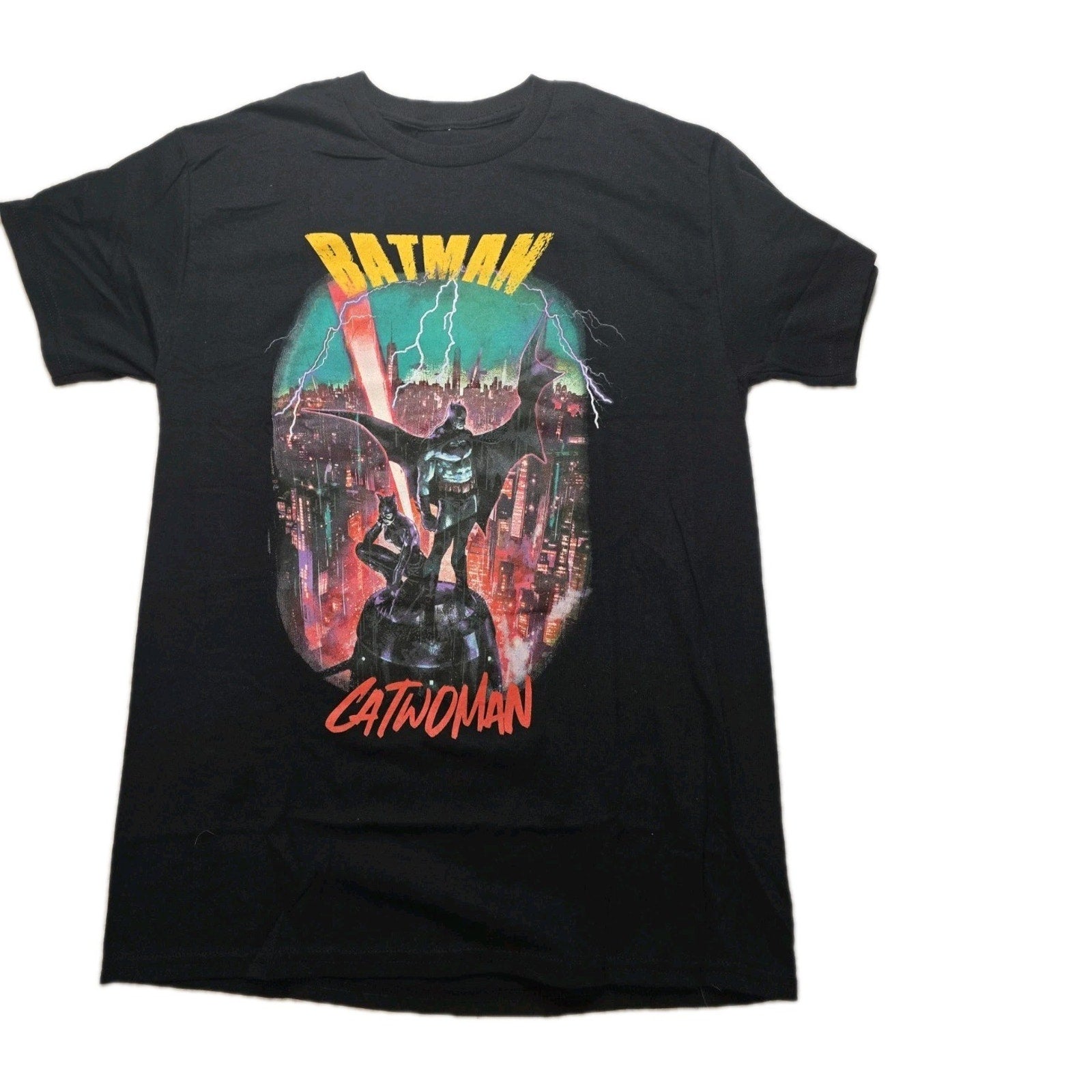 DC Batman Catwoman Graphic T-Shirt Mens Medium Black Gotham City Tee