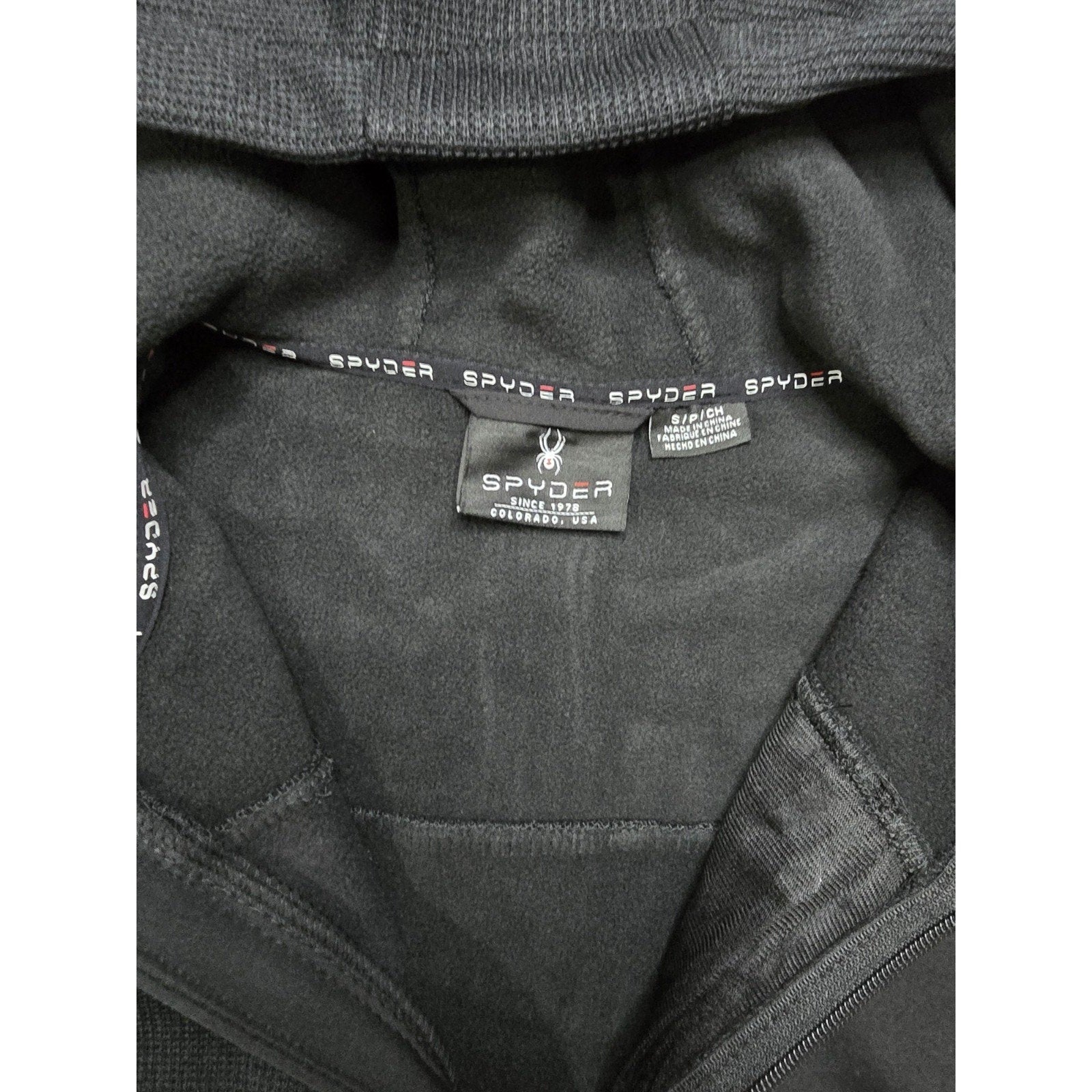 Spyder Men's Wind Resistant Black Hooded Jacket S/P/CH Full Zip