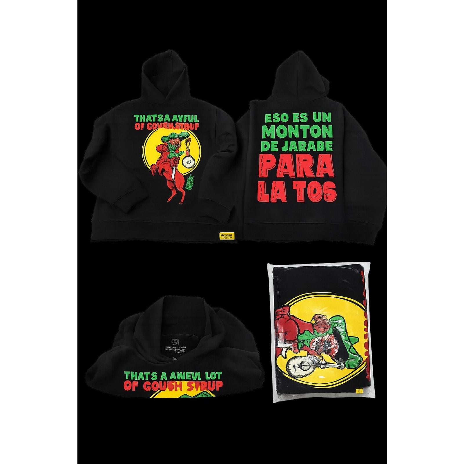 That's A Awful Lot Of Cough Syrup By Desto Dubb Graphic Hoodie Black L (Sealed)