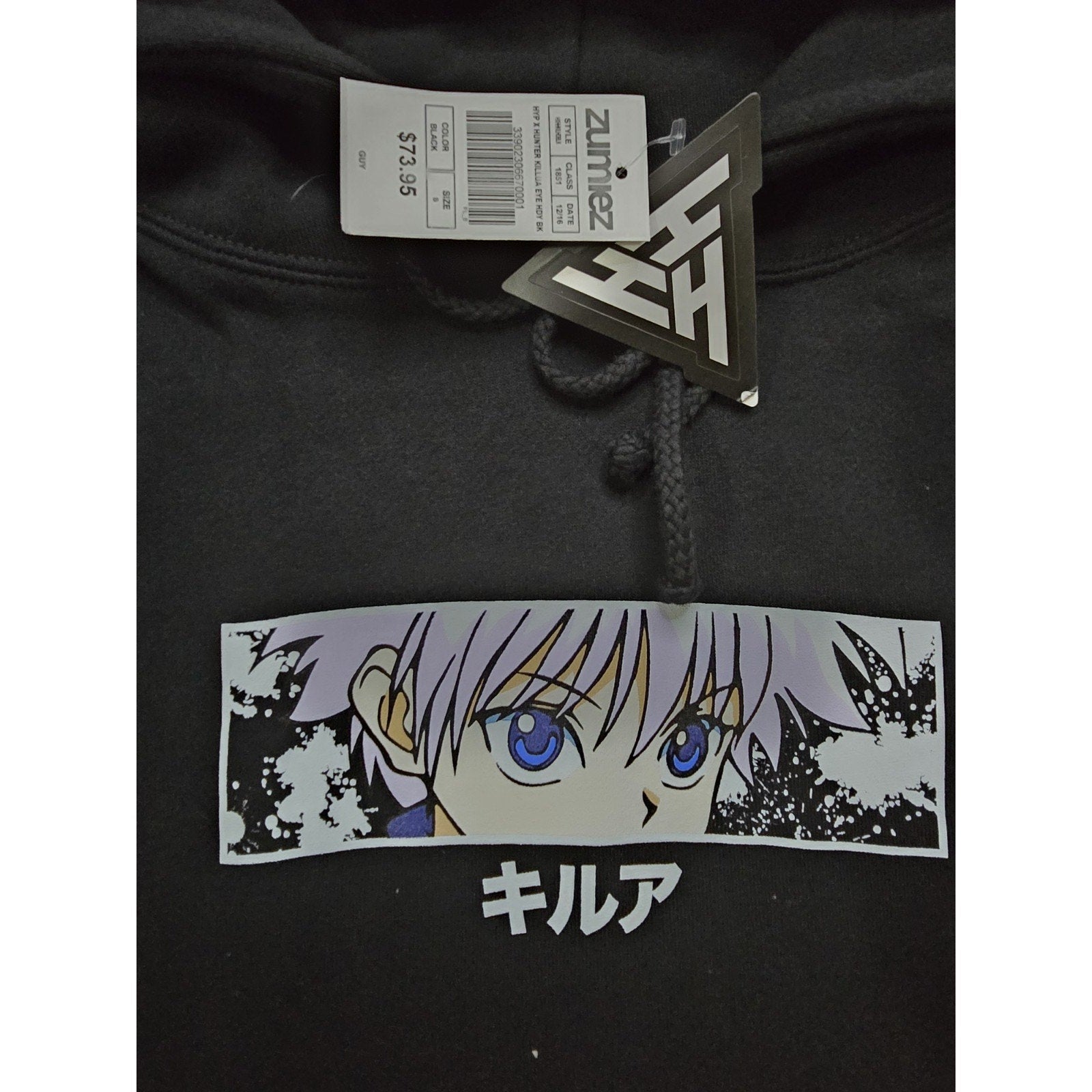 HYP x Hunter x Hunter Killua Eye Graphic Print Pullover Hoodie Black Men's Small