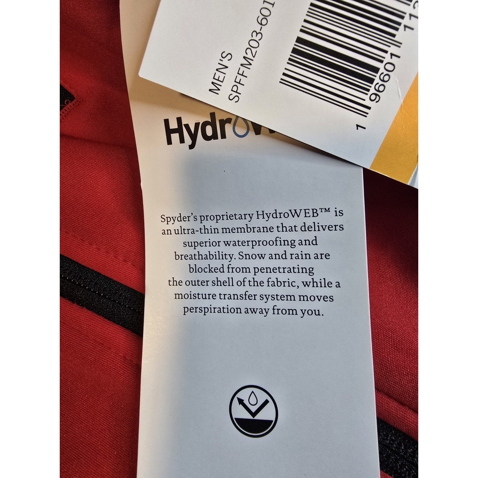 Spyder HydroWEB Waterproof Full Zip Hoodie Red Black Men's Small SPFFM203-601