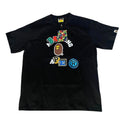 A Bathing Ape Bape Graphic Logo Cotton T-Shirt Black Crew Neck Men L Short Sleeve