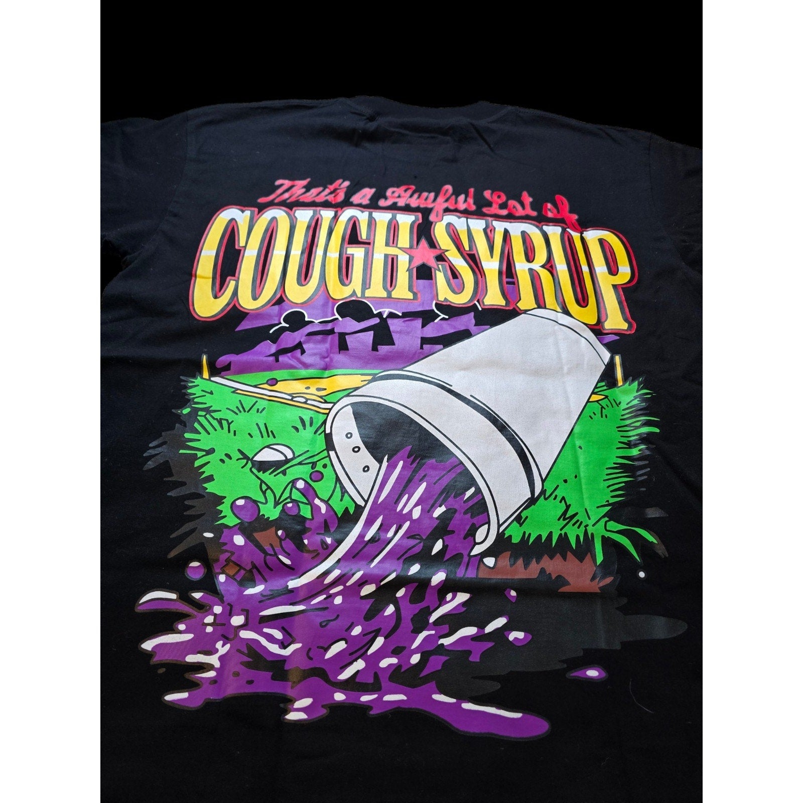 That's a Awful Lot of Cough Syrup Graphic Cotton T-Shirt Black Men Medium NWOT