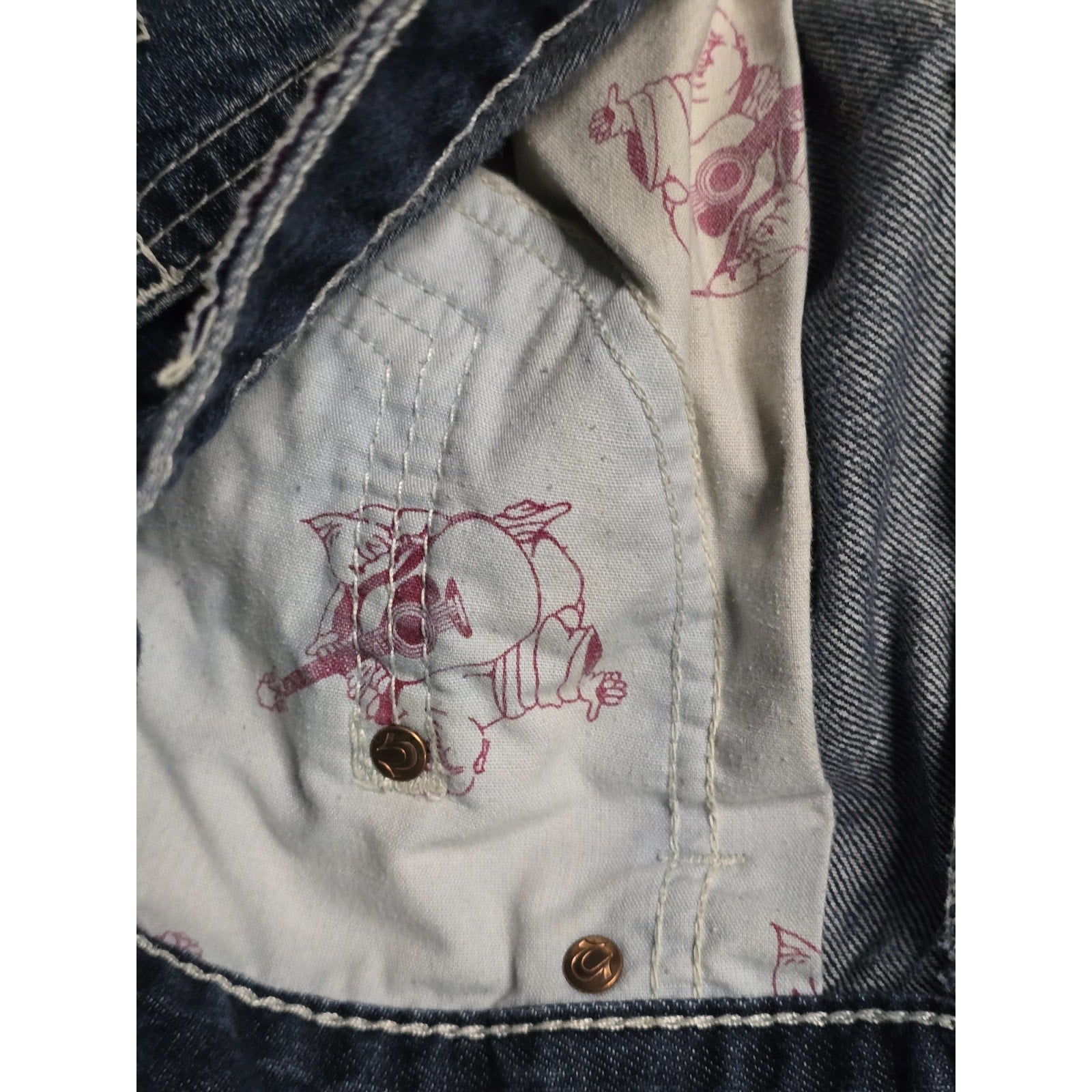 True Religion World Tour Men's Straight Blue Denim Jeans Embroidered Logo Button