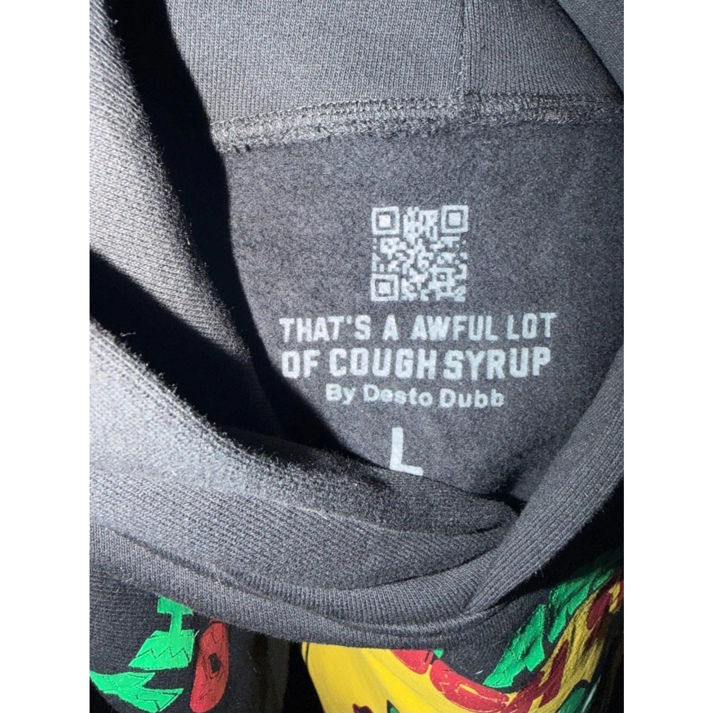 That's A Awful Lot Of Cough Syrup By Desto Dubb Graphic Hoodie Black L (Sealed)