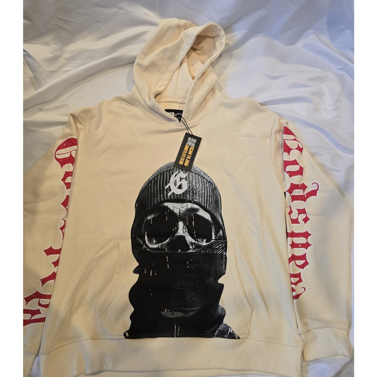 Godspeed Rarity Collection Skull Graphic Hoodie Beige Men's Small NWT