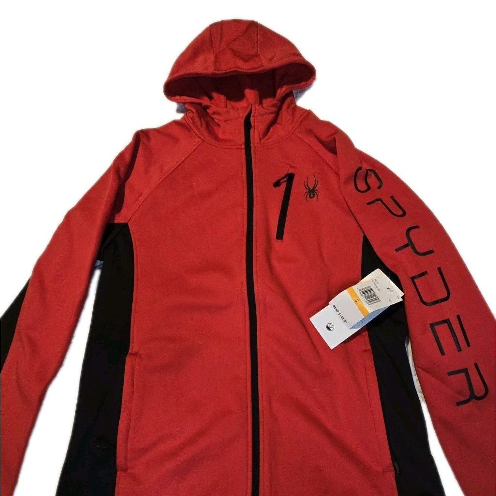 Spyder HydroWEB Waterproof Full Zip Hoodie Red Black Men's Small SPFFM203-601