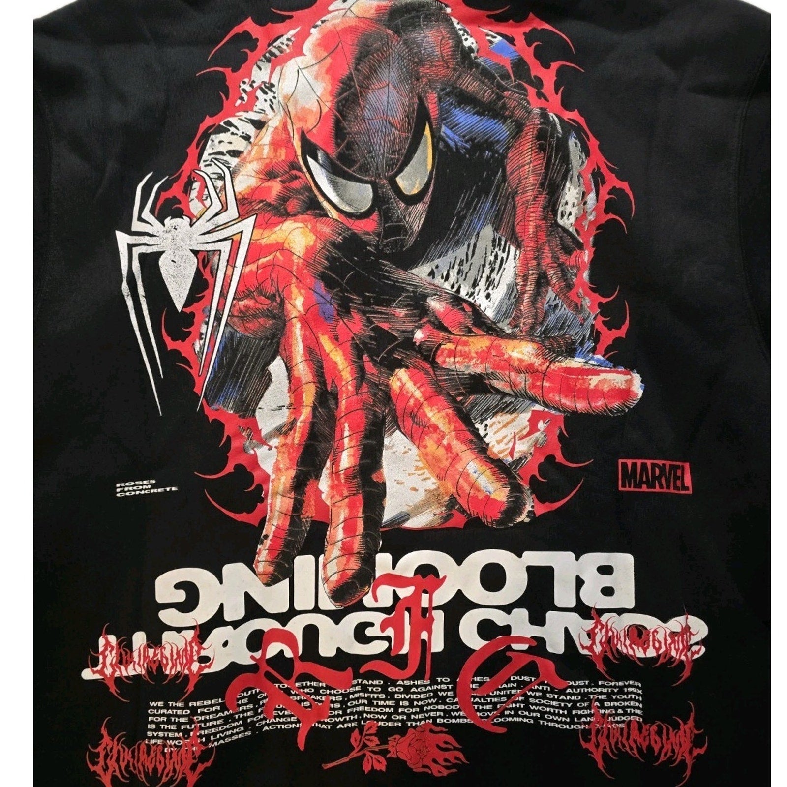 Marvel x Civil Regime Tangled In Time Chaos Hoodie Black Large NWT Spider-Man