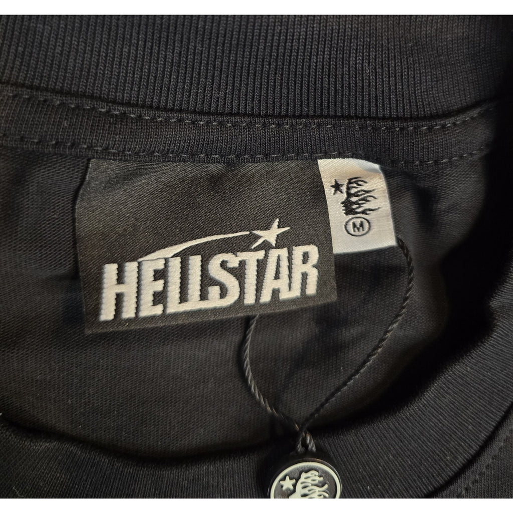 HELLSTAR Black Graphic Print Rhinestone Logo Men's Short Sleeve T-Shirt Size M