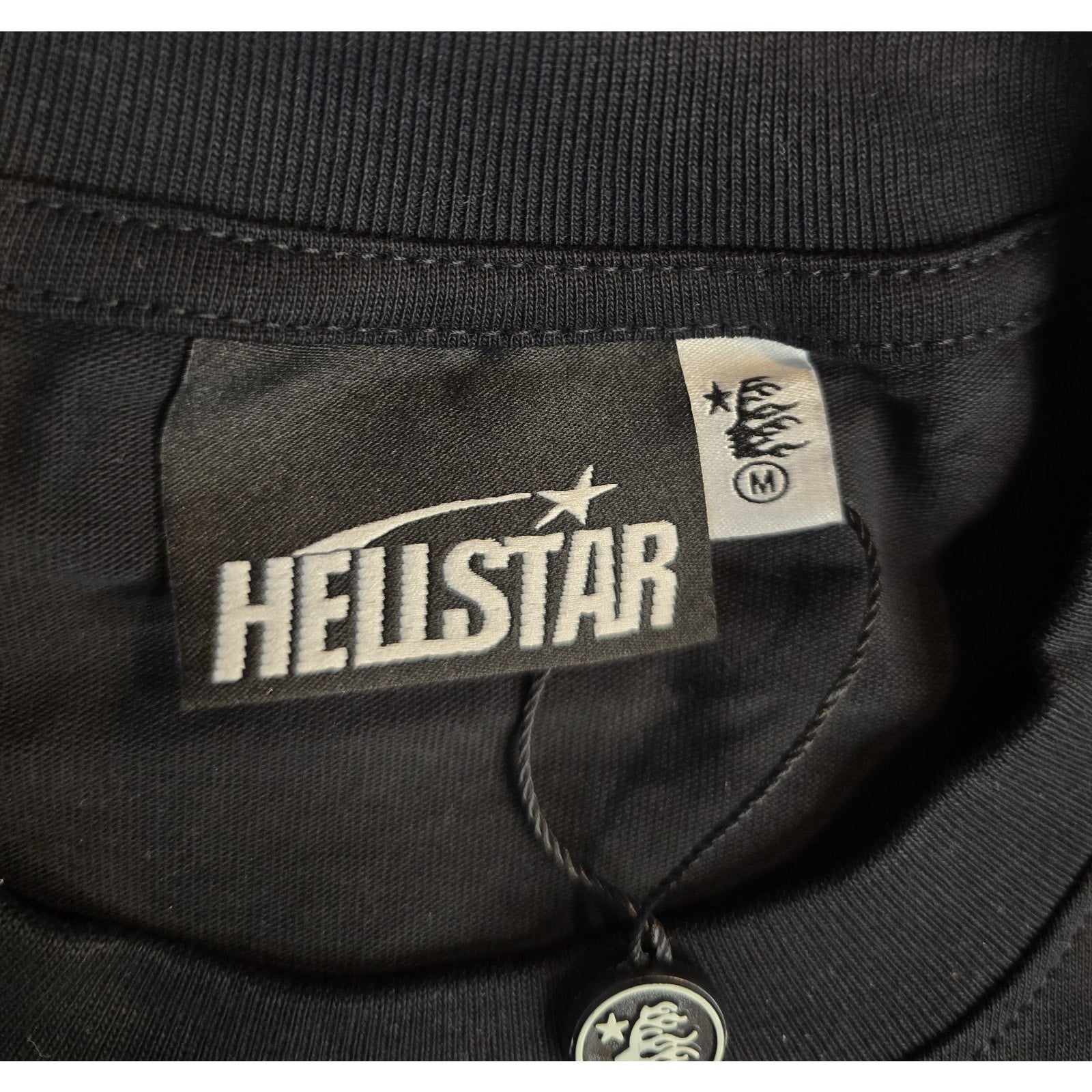 HELLSTAR Black Graphic Print Rhinestone Logo Men's Short Sleeve T-Shirt Size M