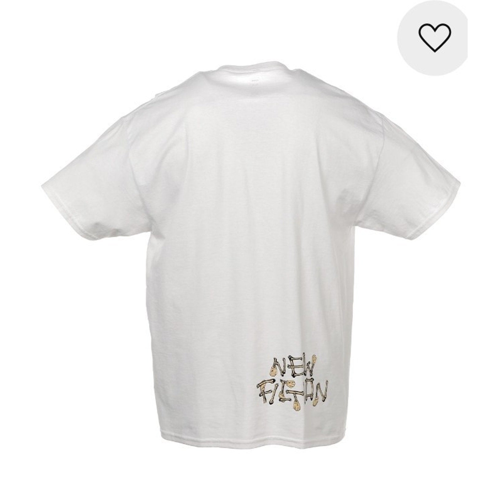 KAWS Skeleton NEW FICTION Bone Graphic Cotton T-Shirt White Crew Neck Men XL