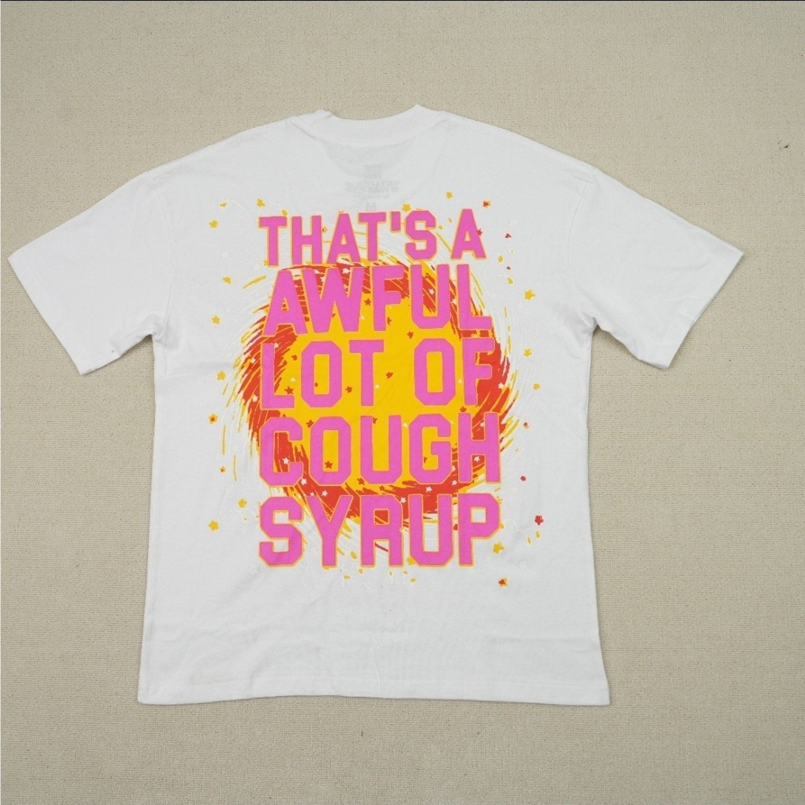 AWFUL LOT OF COUGH SYRUP Eagle Graphic Cotton T-Shirt White Crew Neck Men S
