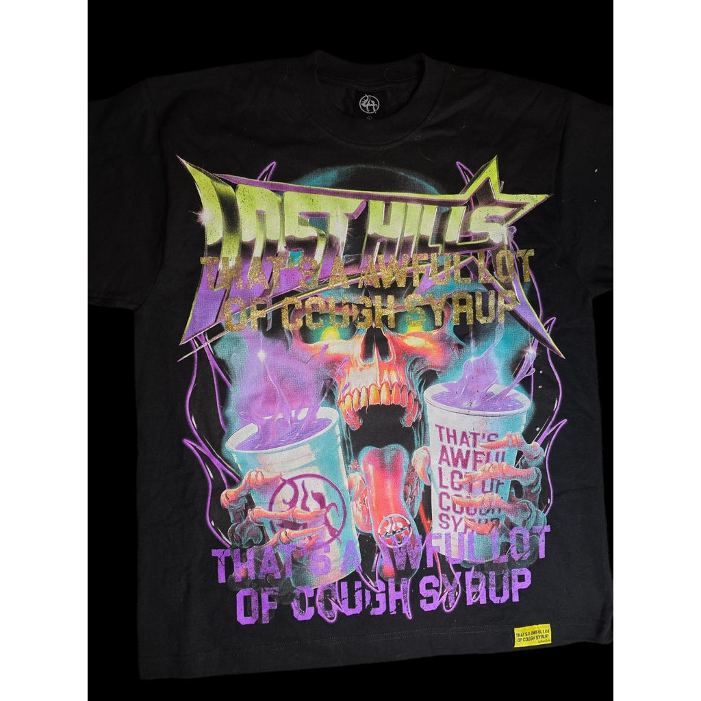 Lost Hills Skull That's A Awful Lot Of Cough Syrup Graphic T-Shirt Black Men L