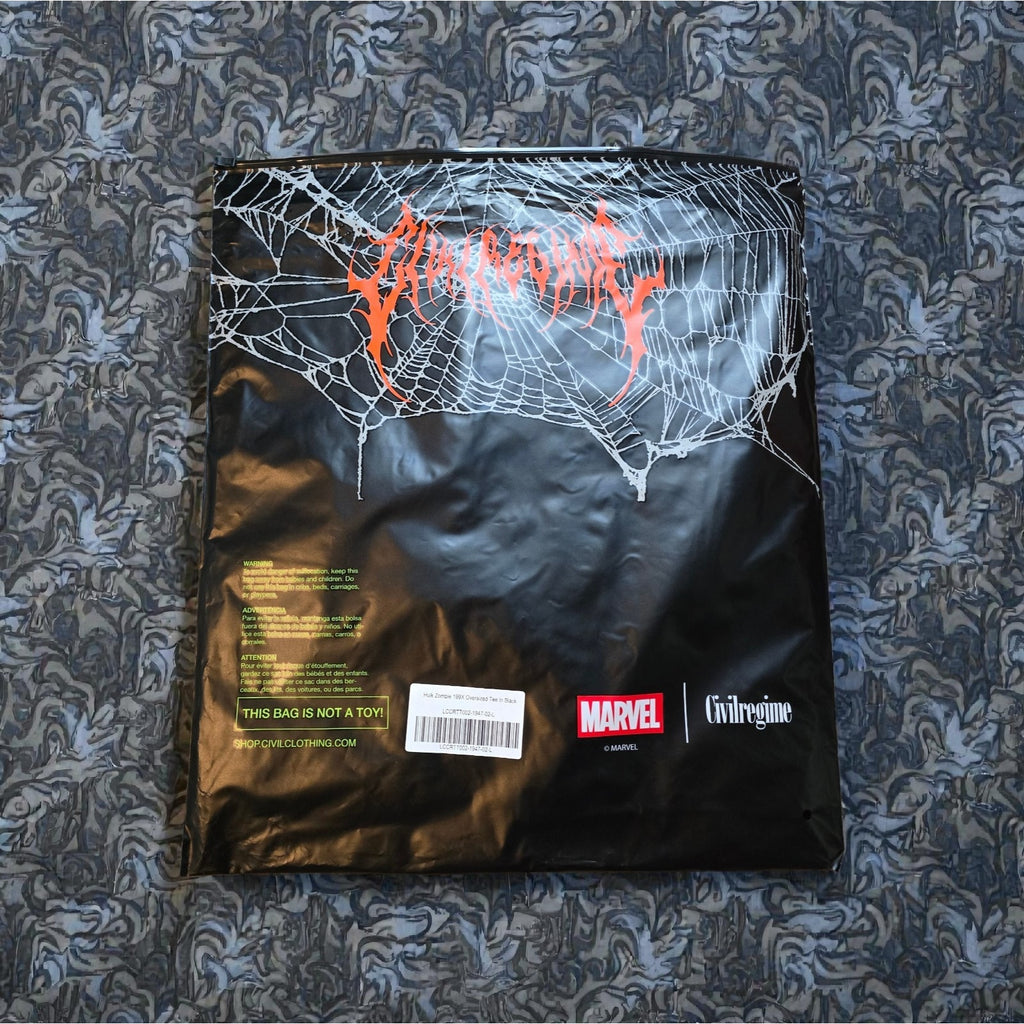 Civil Regime x Marvel Hulk Zombie 199X Oversized Tee Black Large NWT Sold Out