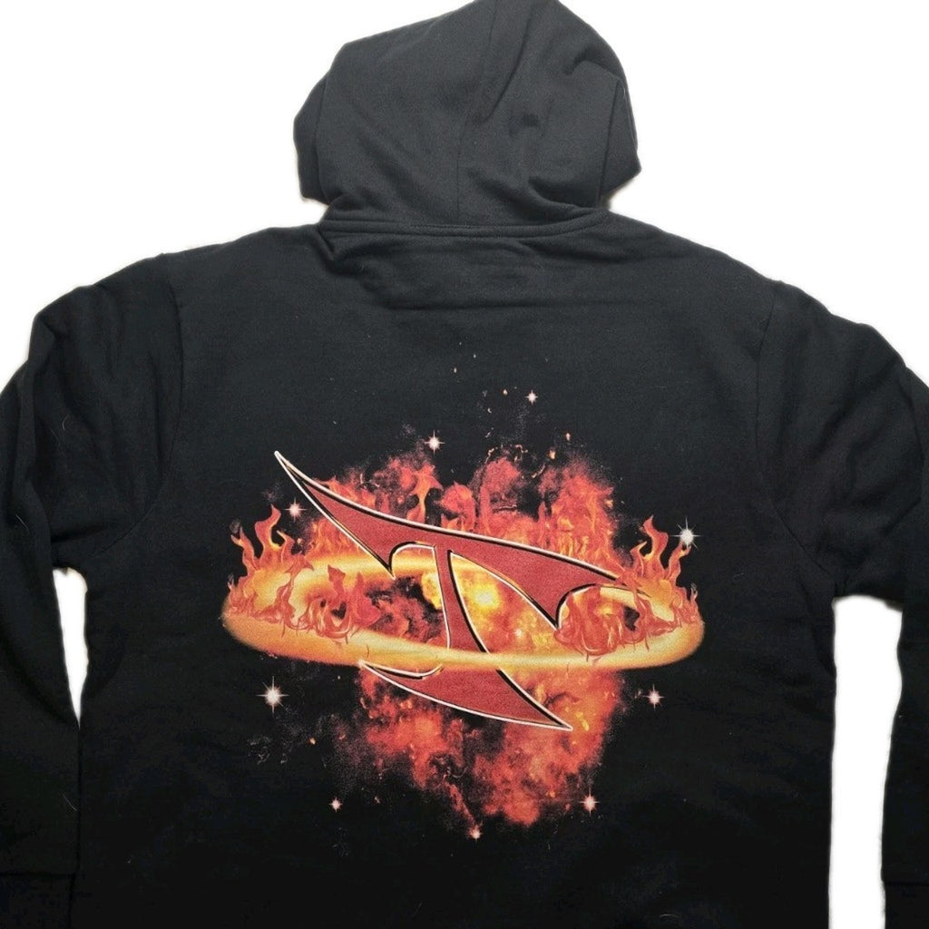 TRINX Graphic Hoodie Mens XL Black Flame City Streetwear Pullover USA