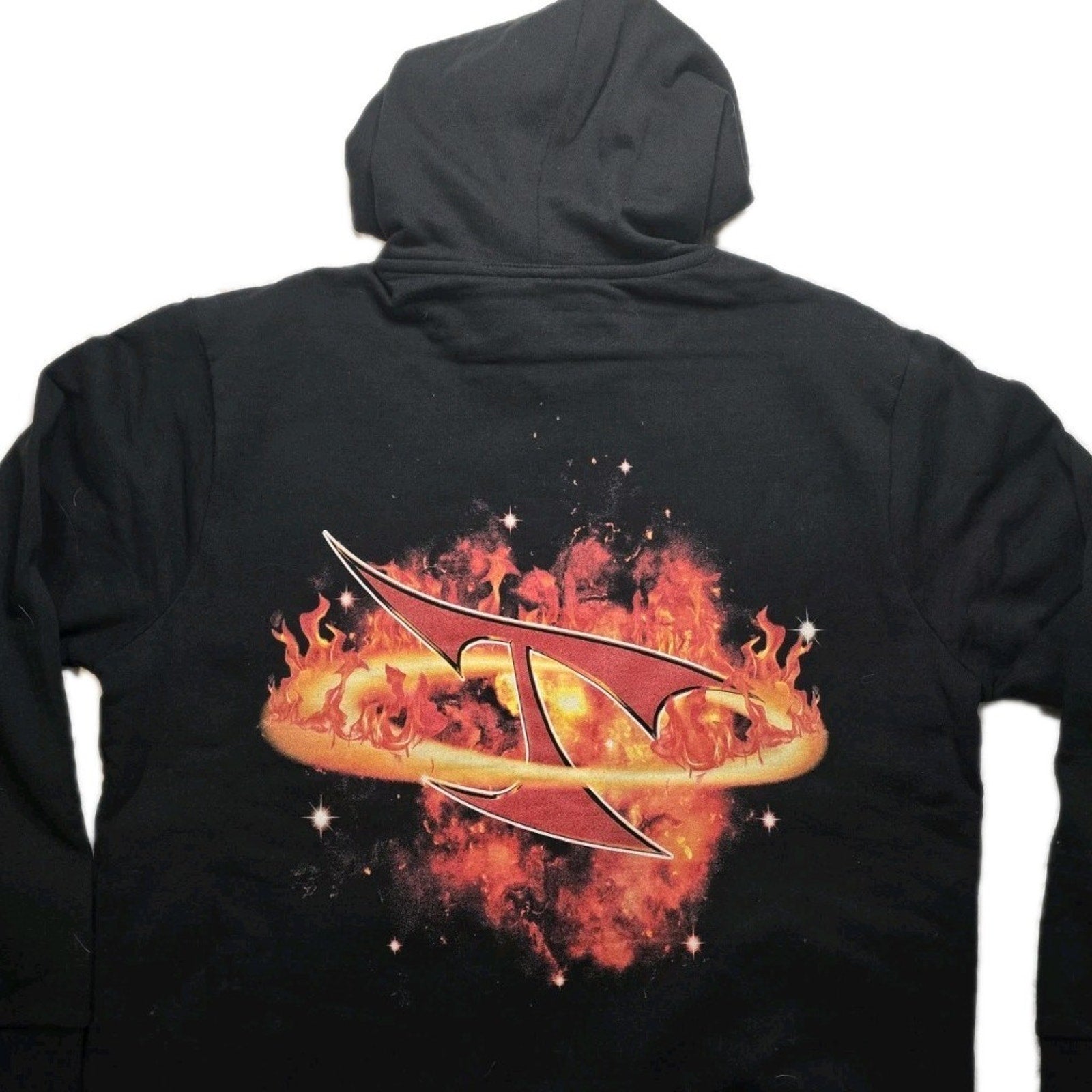 TRINX Graphic Hoodie Mens XL Black Flame City Streetwear Pullover USA