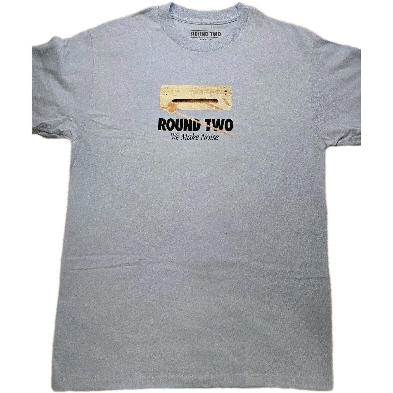 Round Two We Make Noise T Shirt Medium Blue Graphic Streetwear Tee