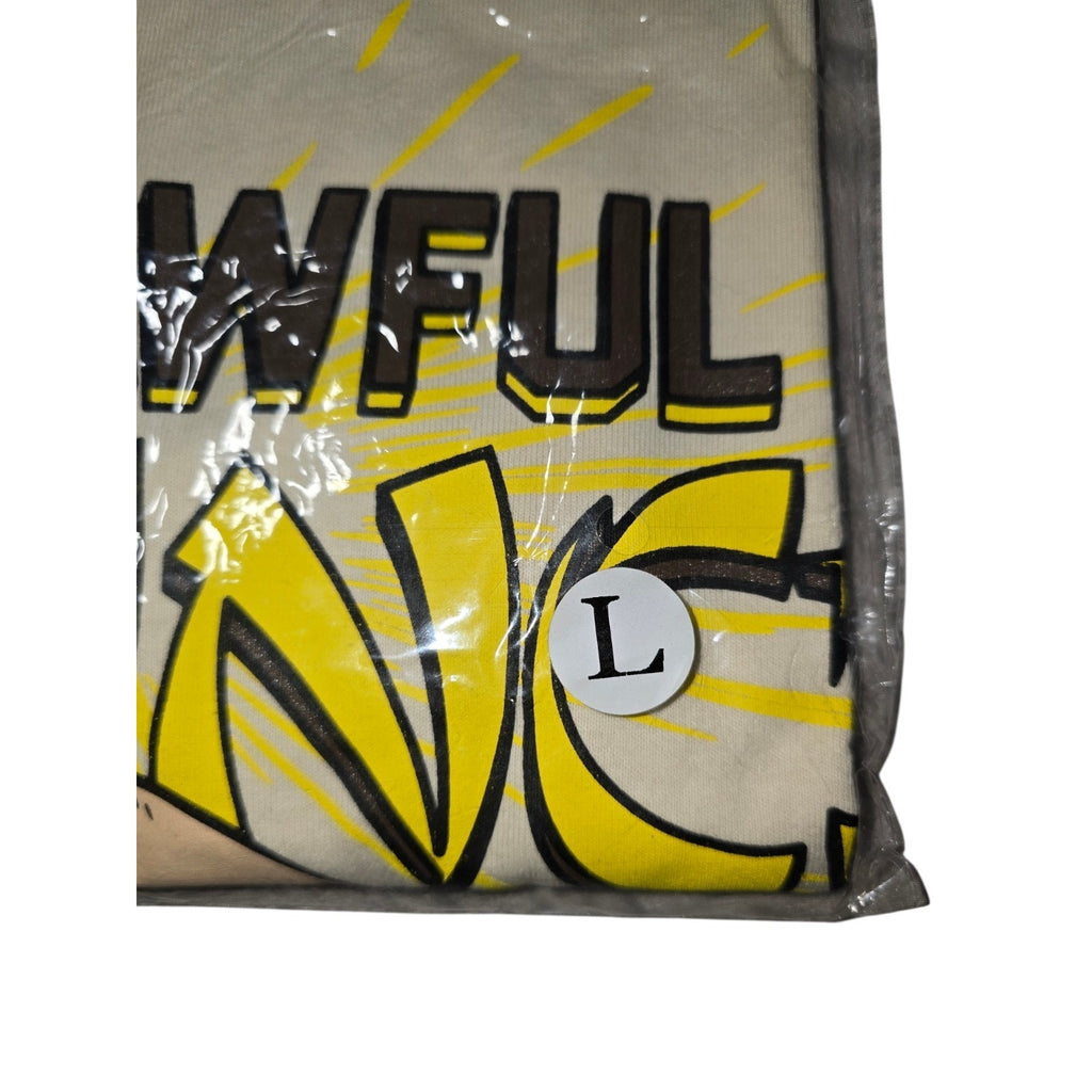 That's A Awful Lot Of Cough Syrup Graphic Print Cotton T-Shirt Beige Men L (DS)