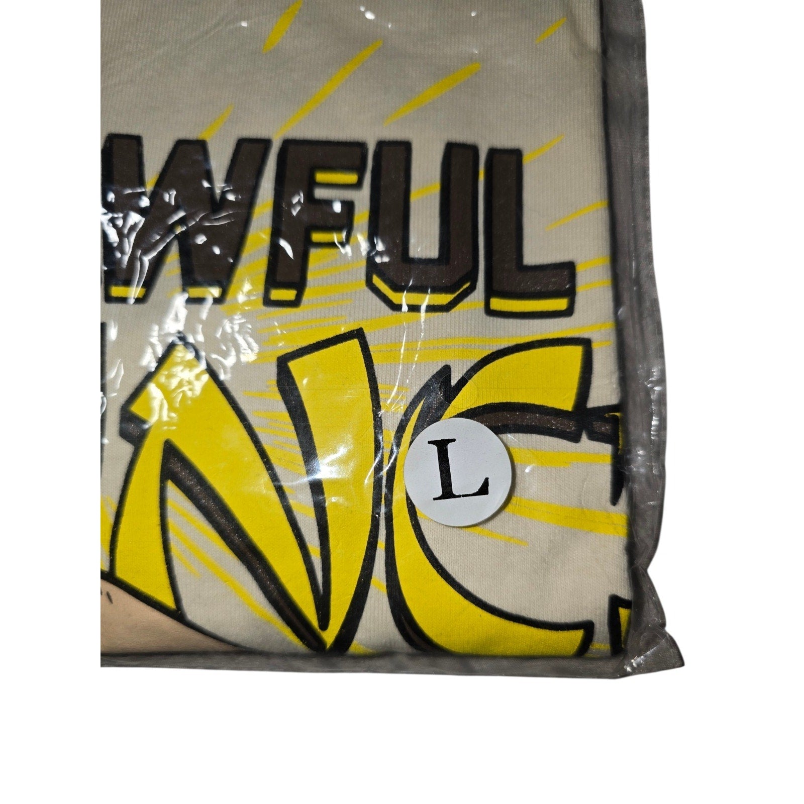 That's A Awful Lot Of Cough Syrup Graphic Print Cotton T-Shirt Beige Men L (DS)