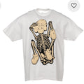 KAWS Skeleton NEW FICTION Bone Graphic Cotton T-Shirt White Crew Neck Men XL