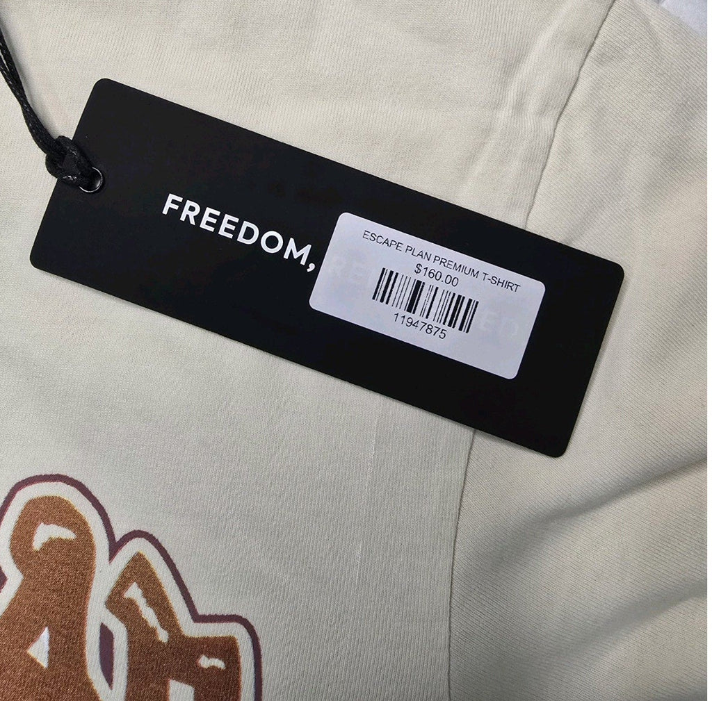 Escape Plan Freedom Graphic Tee Cream NWT Medium $160 Retail Car Palm Trees