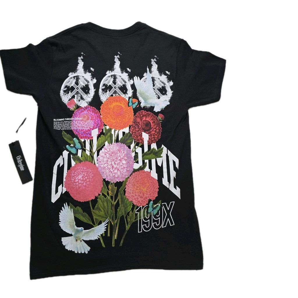 Civil Regime 199X Blooming Through Chaos Tee Black Small NWT Graphic Shirt