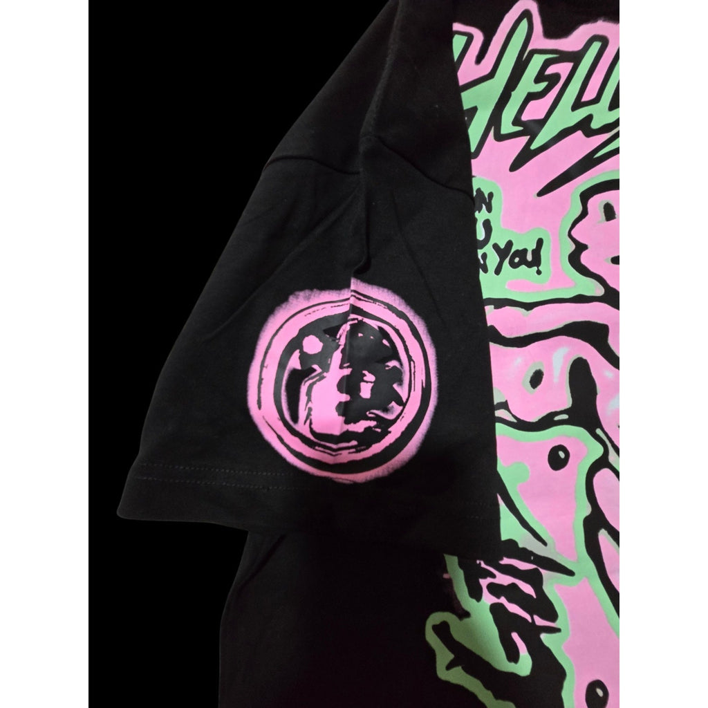 Hellstar No Guts No Glory Tee Black Pink Green Size M LA NFC NWT Streetwear